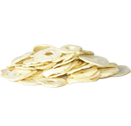 Australian mixed dried apple slices made from a variety of sweet and tangy apples with a soft chewy texture and natural fruity flavour.