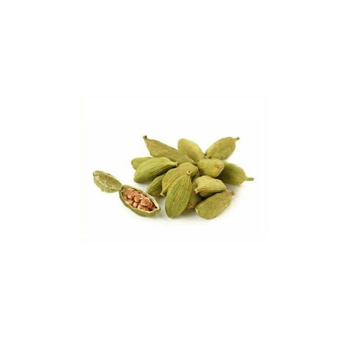 Natural green cardamom pods with seeds inside, rich in aroma and taste.