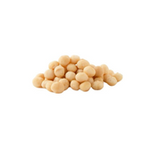 Raw macadamia nuts with creamy color, fresh and ready for snacking or cooking.