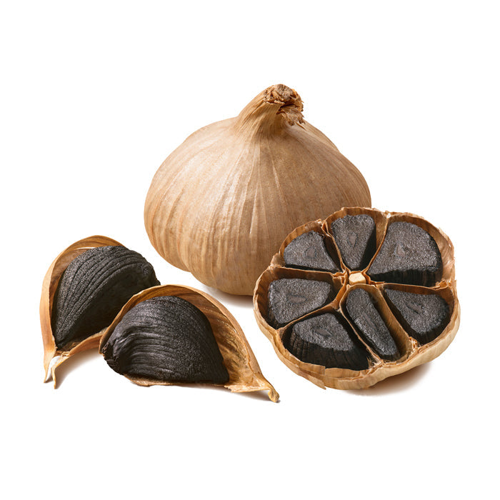 Black Garlic , Fermented black garlic cloves with dark color and soft, sticky texture.