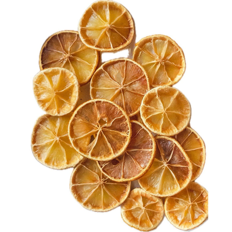 Australian dried lemon slices with a tangy citrus flavor, ideal for tea, cocktails, cooking, and garnish.